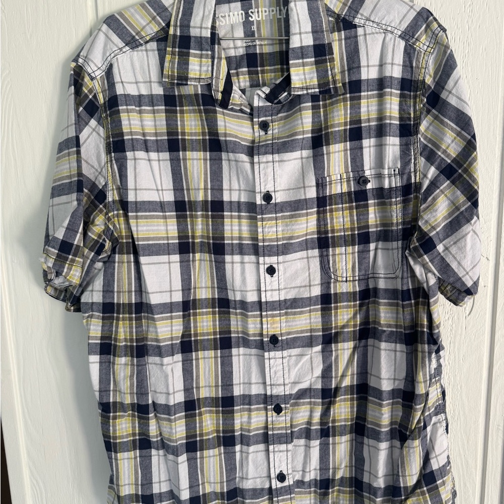 Mossimo Supply Co. Plaid Shirt - Navy, Yellow, and White